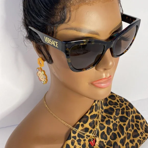 VERSACE Dark Brown Cat Eye Ladies Sunglasses VE4417U 108/73 56 Versace VE4417U Cat Eye Sunglasses For Women main image 2